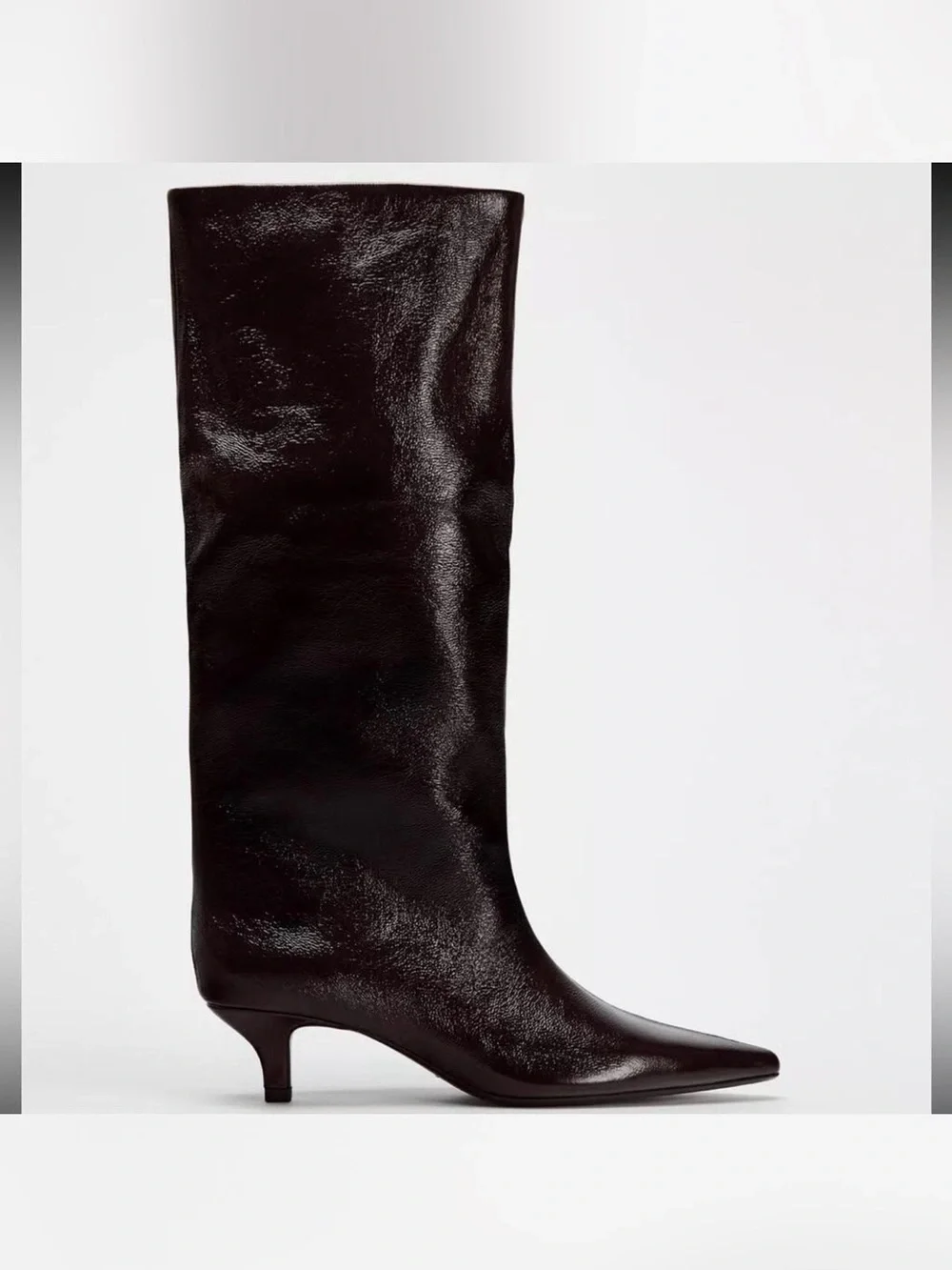 NWT Zara Burgundy Patent Over-the-Knee Pointed-Kit Boot 37/7